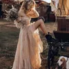Vintage Country Western vestidos de novia de encaje de manga larga gitano llamativo Boho vestidos de novia estilo Hippie Abiti BC4857