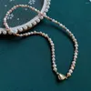 Choker Elegant Natural Freshwater Pearl Necklace Golden Heart Clasp Charm Mixed Baroque Wedding Jewelry Collar Statement