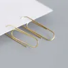 Charm LKO 100 Real 925 Sterling Silver Creative Paper Clip Earrings For Women Party Fine Trendy Jewellery Accessories Girls Earrings Z0323