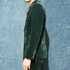 Herenpakken Design groen fluweel piek revers Dubbele borsten hoogwaardige formele slanke fit mannen voor bruiloft bruidegom casual mannelijke slijtage