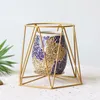 Candle Holders European Style Creative Luxury Gold Wrought Iron Geometric Mosaic Candlestick Model Room Soft Decorations Ornaments Po Props