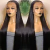 Popular Female Black Long Straight Wig chemical fiber front lace headgear230323