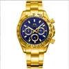 Neue Mode Armbanduhren Edelstahl Legierung Herrenuhr Uhren für Männer und Quarzwerk Paar Uhren Kalender Reloj De Lujo 41mm