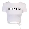 Womens TShirt Dump Him Letter Print Summer Women tshirt Vintage Slim short Crop Top Casual Backless T shirt ladies party clothes Short Tops 230323