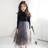Kız Elbiseler Sonbahar Kış Çocukları Siyah Uzun Kollu Kazak 3-12 Yıl Kız Giysileri Sıradan Sıcak Kalın Peluş Etek Çocuk Velvet Vestido