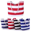 Förvaringspåsar Stylish Single Shoulder Bag Rep Handle Casual Colorful Strip Female Tote Handväska Dragkedja Kvinnor Daglig användning