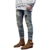 Męskie dżinsy modowe męskie rozryte skórne mężczyzn Hip Hop High Street Denim Pants Pantalon Homme