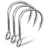 Fishing Hooks 10pcs Size 1/0-5/0# Circle Fishing Hook Ring Eye Fishhooks Barbed Fishing Hooks Single Jig Fish Hook Tackle High-carbon Steel P230317