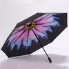 Parasol 2023 Przyjazd Summer Sun Fashion Lady Three Folding Black Coating Compact Female Sunny Rain Anti-UV