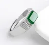 Bagues de cluster S925 Argent Naturel Jade Vert Selle Bague Jadeite Bijoux De Mode Réglable Pour Hommes Femmes Cadeaux Goutte