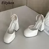 Sandálias Eilyken Runway Style Women Pumps Concise Buckle Strap Sales High Sandals Spring Autumn Platform Party Fashion Shoes 230324