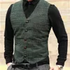 Heren Vesten Heren Pak Vesten mannen Bruin Zwart Waastcoat Vest Man Plaid Steampunk Jacket Gestreepte Tweed Vneck Slim Fit Gilet Wedding Clothing 230323