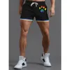 Mäns shorts Herr Rainbow Heart Form Rainbow Striped Casual Shorts 230324