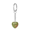 Key Rings Natural Stone Love Heart Keychains Sier Color Healing Crystal Car Decor Keyrings Keyholder For Women Men Drop Delivery Jewe Dhos3