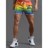 Mäns shorts Herr Rainbow Heart Form Rainbow Striped Casual Shorts 230324