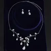 Dławiki na ślubne zestaw biżuterii dla kobiet srebrny kolor kryształowe kolczyki
