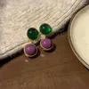 Pendientes colgantes de colores para mujer, Collar pequeño esmaltado Retro Medieval de industria pesada, cadena de cuello de alta calidad con diseño colorido