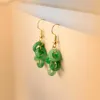 Charm Lucky Green Jadeite Jade Ringörhängen Eraktion Vackra Halloween Lucky Ear Stud Christmulted Holiday Gifts Fashion Z0323