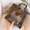 Bolsa de cosméticos de diseñador Jelly Makeup, bolsas de almacenamiento transparentes vintage simples portátiles, bolsa de billetera de lavado con doble cremallera de gran capacidad