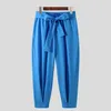Erkekler Pantolon 2023 Yaz Erkek Moda Düz Renk Çizme Sıradan Harem Pantolon Gevşek Geniş Bacak Pantolon Pantolon Artı Boyut 3xl