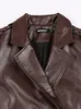 Women's Jackets Nerazzurri Autumn Long Loose Brown Black Silver Pu Leather Trench Coat for Women Sashes Luxury Designer European Fashion 230324