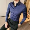 Mens Casual Shirts British Style Long Sleeve Shirt Men Clothing Fashion Spring Company Formal Wear Chemise Homme Slim Fit Camisa Masculina 230323