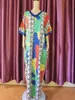 Etnische kledingafdruk Afrikaanse maxi -jurken voor vrouwen traditionele dashiki kaftan gewaad elegante dame bruiloftsfeest jurk moslim kerkjurk 230324