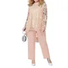 Women's Plus Size Pants Women Clothing Long Sleeve Lace Blouse Wide Leg Loose Two Piece Outfits Matching 2 Sets Outfit 230324