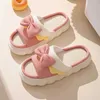 Women's Slippers Home Fashion Butterfly-Knot Open Toe Flax House Slipper Female Lovely Indoor Slippers Eva Non-Slip Slides Shoes L230704