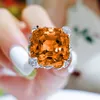 Vintage Lab Topaz Diamond Ring 925 Sterling Silver Party Wedding Band Rings for Women Men Engagement Smyckespresent