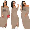 Retail Plus Size Summer Causal Maxi Dresses Designer Split Short Sleeve Dress Letter Print Womens Clothing 2023