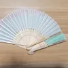 Fans Parasols 80 stks/partij Gepersonaliseerde Print Graveren Bruiloft Gunst Zijde Fan Aangepaste Naam Doek Hand Fan Gift