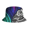 Wide Brim Hats Summer Polynesian Bucket Hat Foldable Fisherman Woman Soft Beach Sun Men's Fashion Pink And White Printing Cap