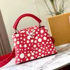 Designer kvinnor handväskor mode axelpåsar högkvalitativa tygväskor bokstav tryck kvinnor handväskor medium handväskor äkta läder crossbody väskor polka dot mönster