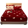 Coprimaterasso WOSTAR Inverno caldo pile corallo lenzuolo coprimaterasso elastico copriletto in velluto biancheria da letto matrimoniale singola biancheria da letto king size 230324