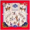 Bandanas Durag 130 cm Twill Silk Scarf Horse Printing Big Square Scarf Women Bandana Shawl Luxury Brand Foulard Scarves Wraps For Ladies Echarpe 230323