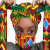 Bandanas Durag En Vente Africain Headwrap Femmes Wax Tissu Traditionnel Headtie Écharpe Turban ensemble avec image assortie Mas.K ensemble de protection 230323