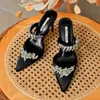 Rhinstone Women Pumps Luxury Crystal Ankle Strap Sandals Pointed Toe High Heels Shoes Ladies Designer 2023 Trend 0324