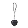 Nyckelringar Natural Stone Love Heart Keychains Sier Color Healing Crystal Car Decor Keyrings Keyholder For Women Män Drop Delivery Jewe Dhos3