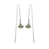 Charm S925 Sterling Silver Hetian Grey Jade Pearl Ear String Retro Personlig Ginkgo Leaf Lady Temperament Eardrop Earring Z0323
