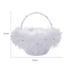 White Lace Girl Basket Elegant Satin Rose Round Wedding Favors Decoration L5726