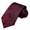 Bow Ties Bourgogne Black Floral 2023 Elegant Mens Tie Gentlemen Slips för män Business Handky manschettknappar Hi-Tie Designer