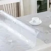 Nappe de table 1.0mm Tapis de café en plastique Plaque de cristal PVC Nappe de verre souple transparente Imperméable et résistant à l'huile Résistant aux rayures