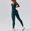 Active Sets Cuties Seamless Ribbed One Piece Yoga Set Spring Square Neck Women Workout Tracksuits Gym Fitness Suits For Female Sportwear