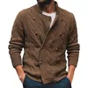Suéter masculino moda masculina casual elástico casaco suéter cardigan top blusa botão de cor sólida