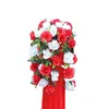 Party Decor Pillars Iron Stand With Stain Cloth Artificial Rose Flower Roman Column For Wedding Decoration Guide Shooting Props