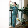 Vêtements ethniques Automne Hiver Femmes Vintage Bouton Qipao Chinois Traditionnel Lady Robe De Soirée Imprimer Femelle Élégant Cheongsam