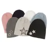 Beanieskull Caps Geebro Women Slouchy Rhinestones Shining Star Ribbed Beanies Soft Fashion Ladies Stretch Skullies Hat Bonnet Femme Cap 230324