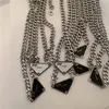 Klassieke Juiste letter P Roestvrijstalen Sieraden Luxe Designer Man Hip Hop Ketting Vrouw Omgekeerde Driehoek Ketting Valentijnsdag Cadeau