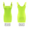 Casual jurken sexy potlood jurk fluorescerende kleur vrouwen diep v nek strakke mouwloze sukienka verstelbare spaghetti strap xl